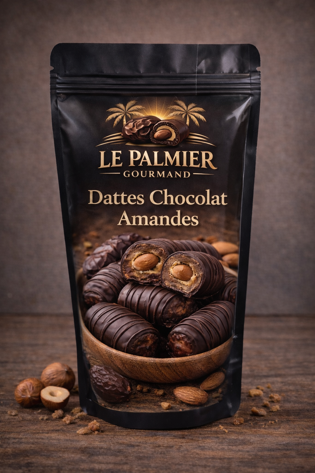 Dattes enrobées de Chocolat et fourrées d’une amande